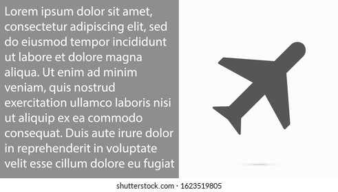 Aircraft icon Passenger air transportation. Airport Sign Flat Design. Airplane Icon Vector Template. Passenger air transportation.