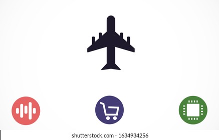 Aircraft icon Passenger air transportation. Airport Sign Flat Design. Airplane Icon Vector Template. Passenger air transportation.