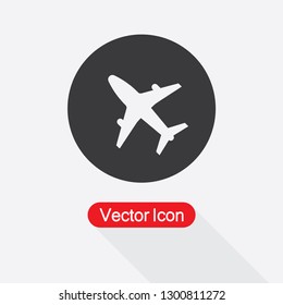 Aircraft Icon, Plane Icon In Circle Vector Illustration Eps10