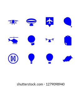 aircraft icon set about helicopter, air plane, plane and helcopter vector set