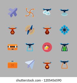 aircraft icon set. vector set about paper plane, flight, drone and airscrew icons set.