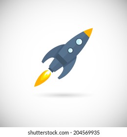 Aircraft icon space rocket isolated on white background vector illustration.