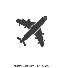 Aircraft icon. Travel Vector isolated on white background. Flat vector illustration in black. EPS 10