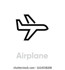 Aircraft icon vector editable line. Illustration on white background