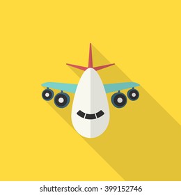 Aircraft icon, Vector flat long shadow design. Transport concept.