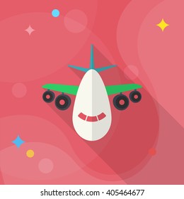Aircraft icon, Vector flat long shadow design. Transport concept.