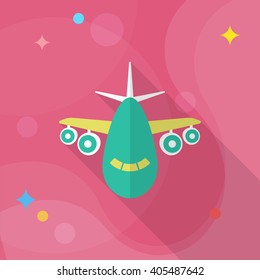 Aircraft icon, Vector flat long shadow design. Transport concept.