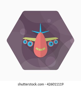 Aircraft icon, Vector flat long shadow design. Transport concept.