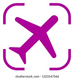 Aircraft icon vector in focus. White background