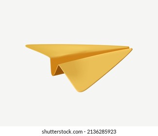 Aircraft, icon. Vector illustration. Realistic paper plane 3D model jet. Aircraft, icon. Graphic template. Vector illustration. 3D free to edit