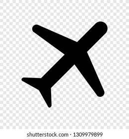Aircraft icon vector on transparent grid