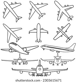 Aircraft icon vector set. airplane illustration sign  collection. plane symbol or logo.