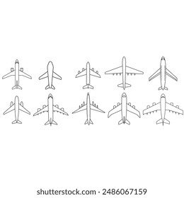 Aircraft icon vector set. Plane illustration sign collection. Airplane symbol. Travel logo.