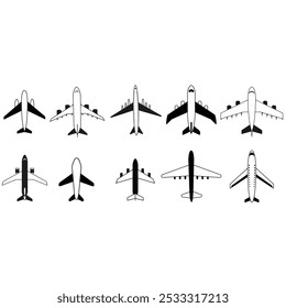 Aircraft icon vector set. Plane illustration sign collection. Airplane symbol. Travel logo.