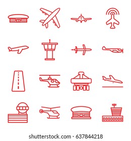 Aircraft icons set. set of 16 aircraft outline icons such as runway, plane 