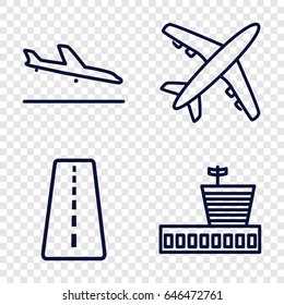 Aircraft icons set. set of 4 aircraft outline icons such as runway, plane landing, airport