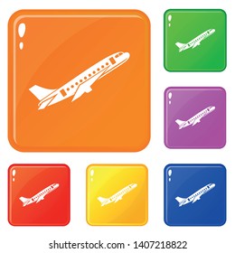 Aircraft icons set collection vector 6 color isolated on white background