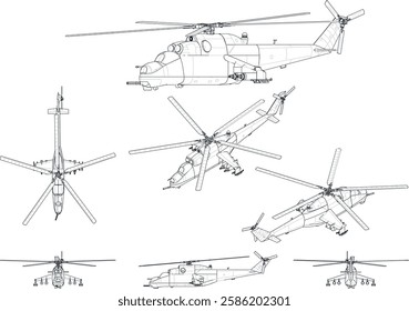 Aircraft illustration vector line art