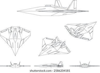 Aircraft illustration vector line art