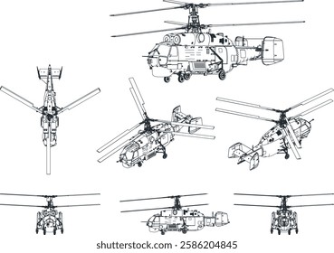 Aircraft illustration vector line art