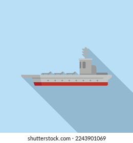 Aircraft jet icon flat vector. Navy ship. Military warship