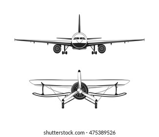 Aircraft Labels set. Vector Illustration. Isolate Airplanes