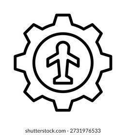 Aircraft line icon. Outline vector illustration with editable stroke, isolated on white background. Suitable for aviation, travel, web, mobile app, and UI design.