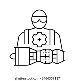 aircraft maintenance aeronautical engineer line icon vector. aircraft maintenance aeronautical engineer sign. isolated contour symbol black illustration