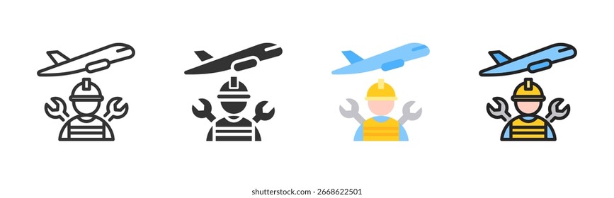 Paquete De Iconos De Mantenimiento De Aeronaves En Varios Estilos