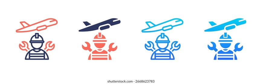 Paquete De Iconos De Mantenimiento De Aeronaves En Varios Estilos
