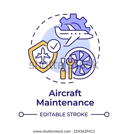 Aircraft maintenance multi color concept icon. Safety regulation, reliability. Engineering, technology. Round shape line illustration. Abstract idea. Graphic design. Easy to use in infographic
