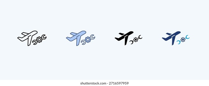 Vector de Ilustración de Icono Múltiple de Mantenimiento de Aeronaves