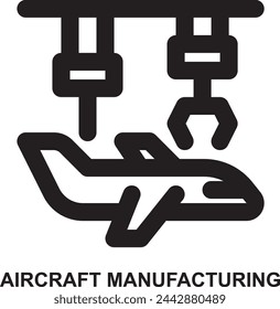 aircraft manufacturing, aerospace industry, aerospace, aircraft, airplane, manufacturing, industry expanded outline style icon for web mobile app presentation printing