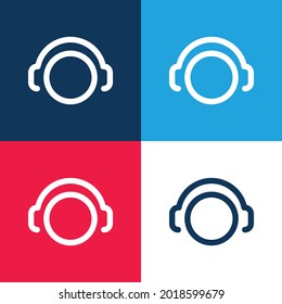 Aircraft Marshall blue and red four color minimal icon set