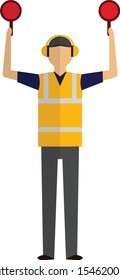 An Aircraft Marshaller with padding 
