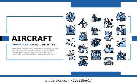 vector de página web de aterrizaje mecánico de aeronaves. mantenimiento de la aviación, avión, motor de reacción, aeropuerto de la industria, reparación, mecánico de aviones de hangar Ilustración