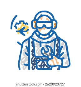 mecânico de aeronaves reparação operário doodle ícone esboço vetor. mecânico de aeronaves reparação sinal do operário. símbolo isolado ilustração