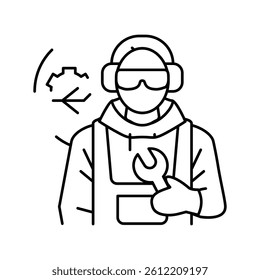 aircraft mechanic repair worker line icon vector. aircraft mechanic repair worker sign. isolated contour symbol black illustration