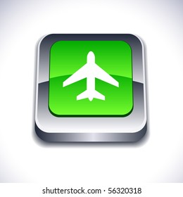Aircraft metallic 3d vibrant square icon.
