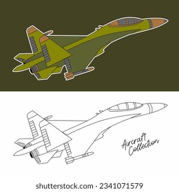  Aircraft Military clip art collection, vector illustration design