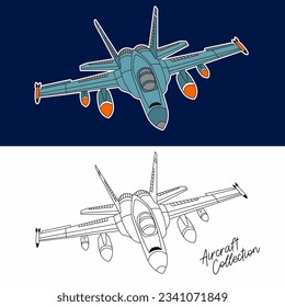  Aircraft Military clip art collection, vector illustration design