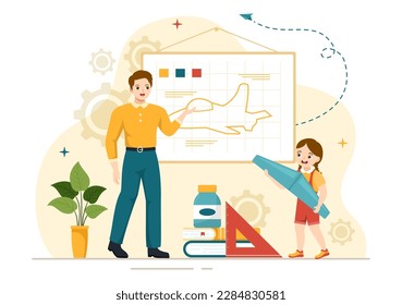 Aircraft Modelling and Crafting Illustration with Assembling or Painting Huge Airplane Model in Flat Cartoon Hand Drawn Landing Page Templates