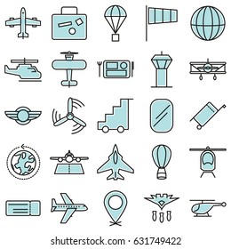 Aircraft Modern Icons Aviation Vector Icon Set