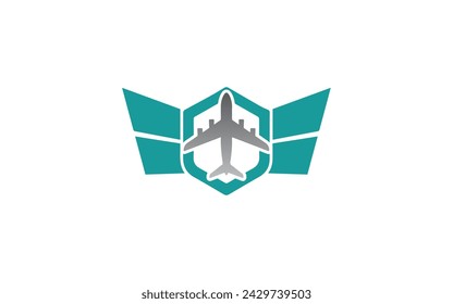 Logo de escudo de navegación de aviones Pro Vector