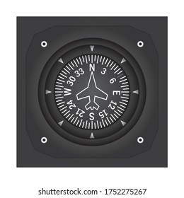 Aircraft navigation system. Vector illustration of aviation panel with plane