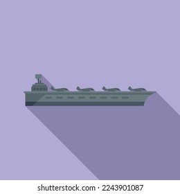 Aircraft navy icon flat vector. Carrier ship. Military warship