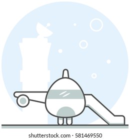 Aircraft Parked In The Airport - Infographic Icon Elements from Aircraft and Airport Set. Flat Thin Line Icon Pictogram for Website and Mobile Application Graphics.