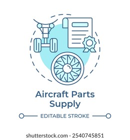 Aircraft parts supply soft blue concept icon. Regulatory compliance, certification. Round shape line illustration. Abstract idea. Graphic design. Easy to use in infographic, presentation