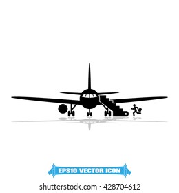 Aircraft and passenger icon vector illustration