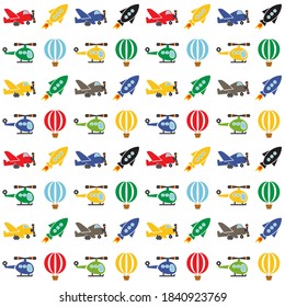 Aircraft pattern drawing for kids and nursery room decoration. Cute and colorful kids background.